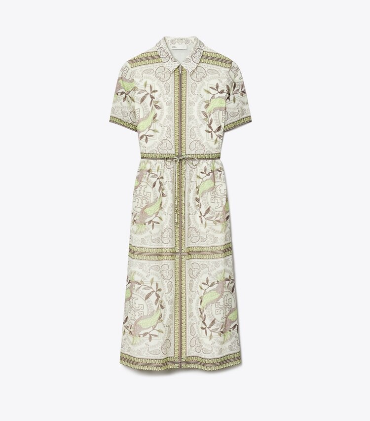 Tory Burch designer paréos Robe zippée cintrée en coton in Mint Cockatoo front