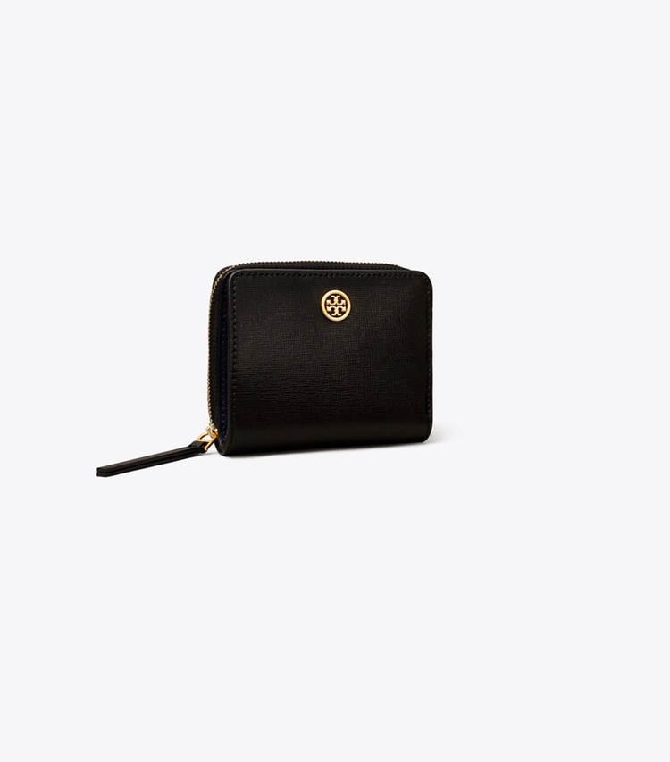 Tory Burch designer wallets Robinson Bi-Fold Wallet in Black angle