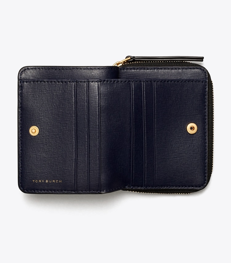 Tory Burch designer wallets Robinson Bi-Fold Wallet in Black overhead