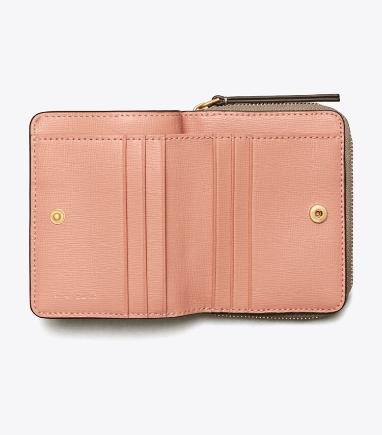 Tory Burch designer wallets Robinson Bi-Fold Wallet in Gray Heron overhead
