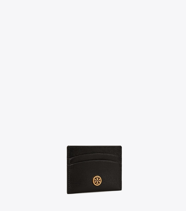 Tory Burch designer card cases Robinson Card Case in Black angle