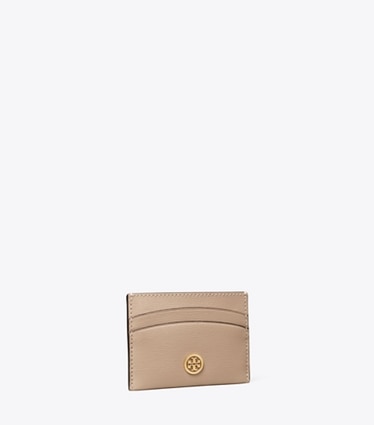 Tory Burch designer card cases Robinson Card Case in Gray Heron angle