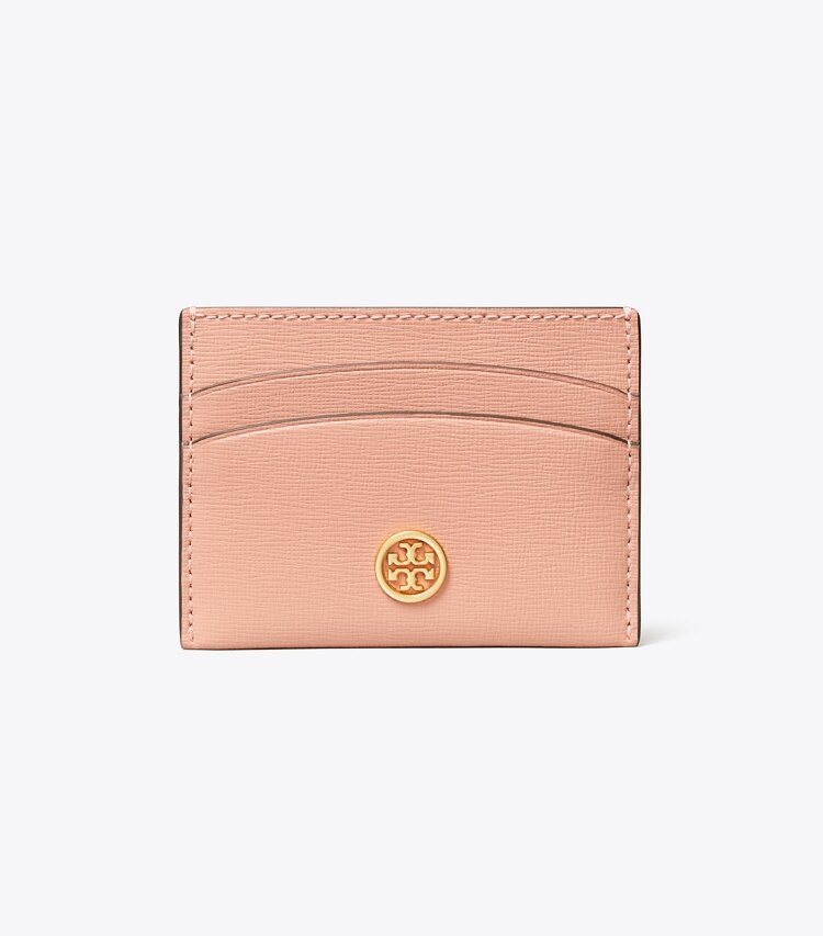 Tory Burch designer card cases Robinson Card Case in Pink Moon front
