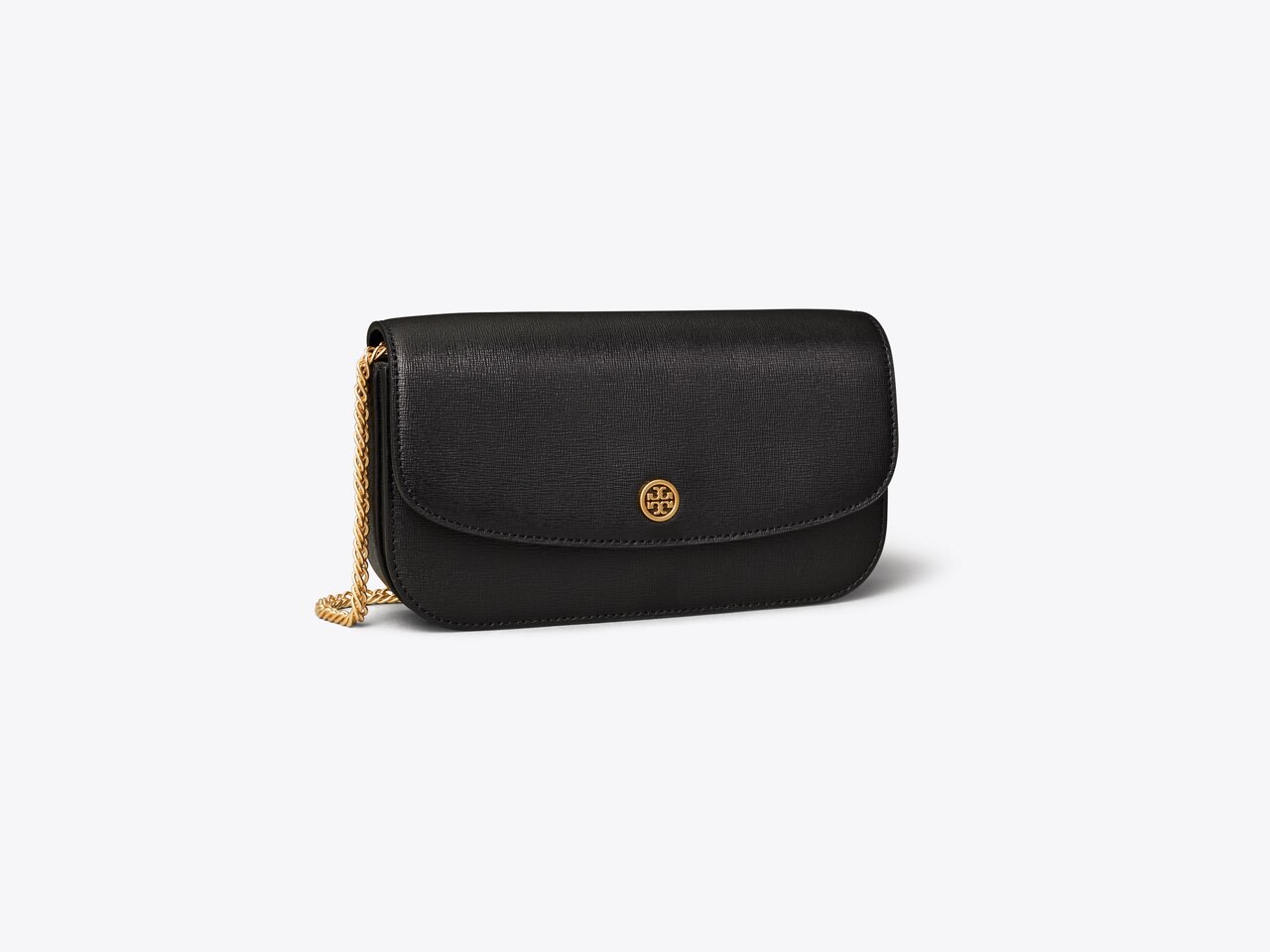 Tory Burch Robinson Chain Wallet In Black/gold | ModeSens