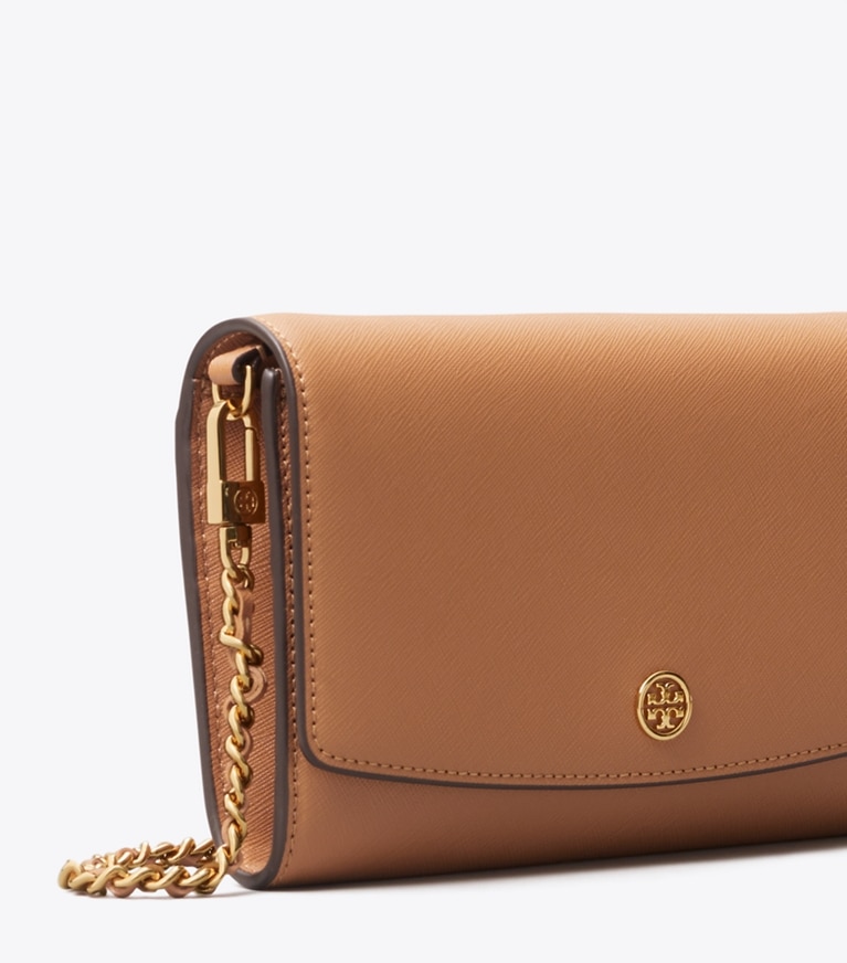 Tory Burch designer mini bags Robinson Chain Wallet in Cardamom angle