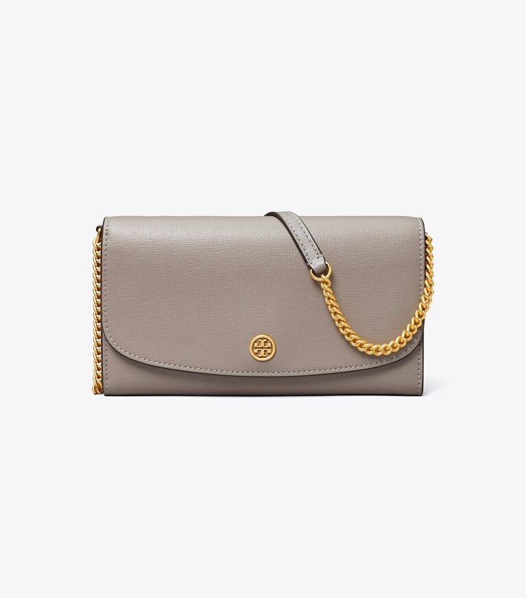 Tory Burch Women's Robinson Chain Wallet, Black, One Size at
