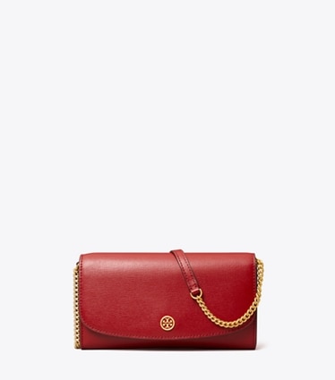 Tory Burch Robinson Chain Wallet- Red