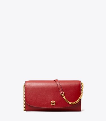 Tory Burch designer mini bags Robinson Chain Wallet in Bricklane angle