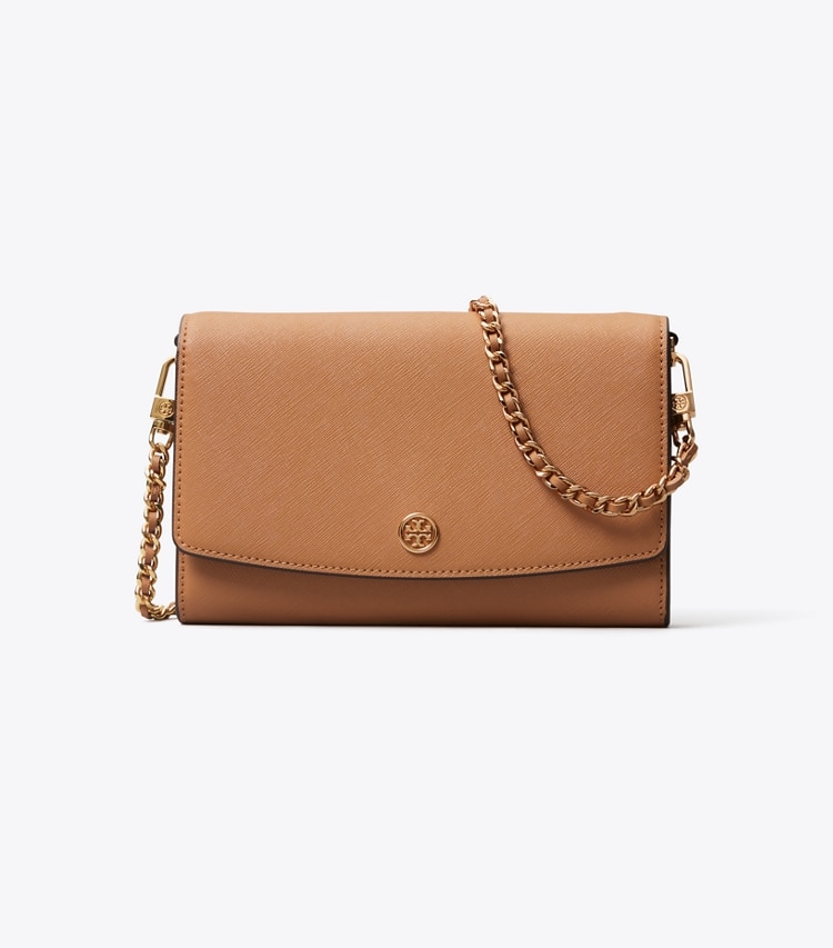 Tory Burch designer mini bags Robinson Chain Wallet in Cardamom front