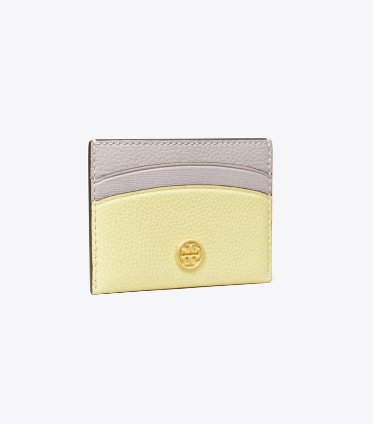 Tory Burch designer card cases Robinson Color-Block Card Case in Pastel Yellow Multi angle