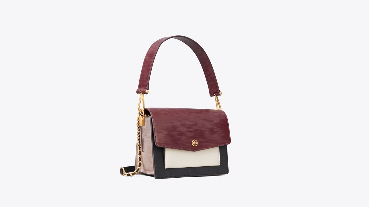 Tory burch robinson discount mixed materials shoulder bag