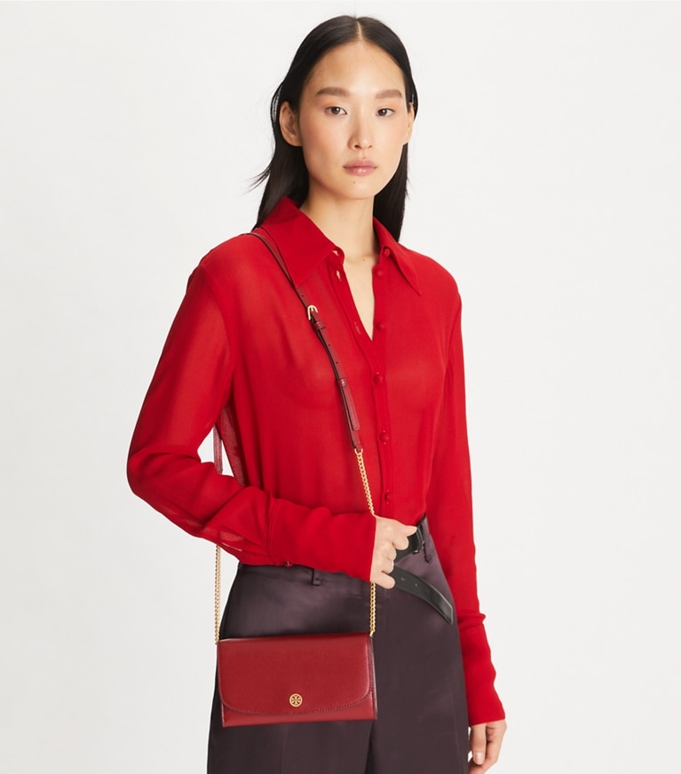 Tory Burch designer mini bags Robinson Crossbody in Bricklane angle