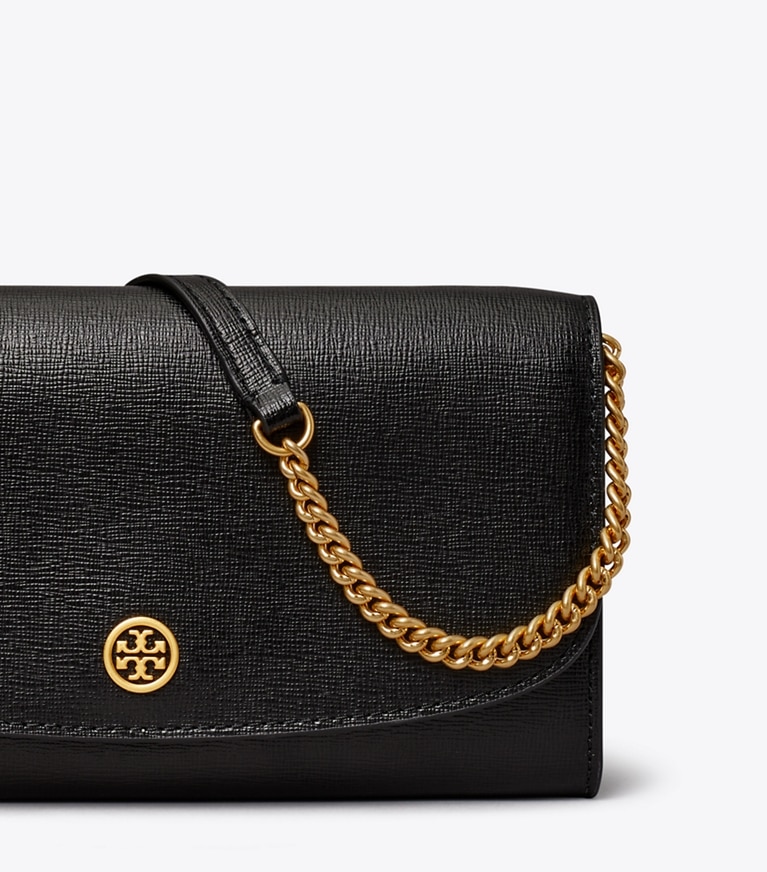 Tory Burch designer mini bags Robinson Crossbody in Black angle