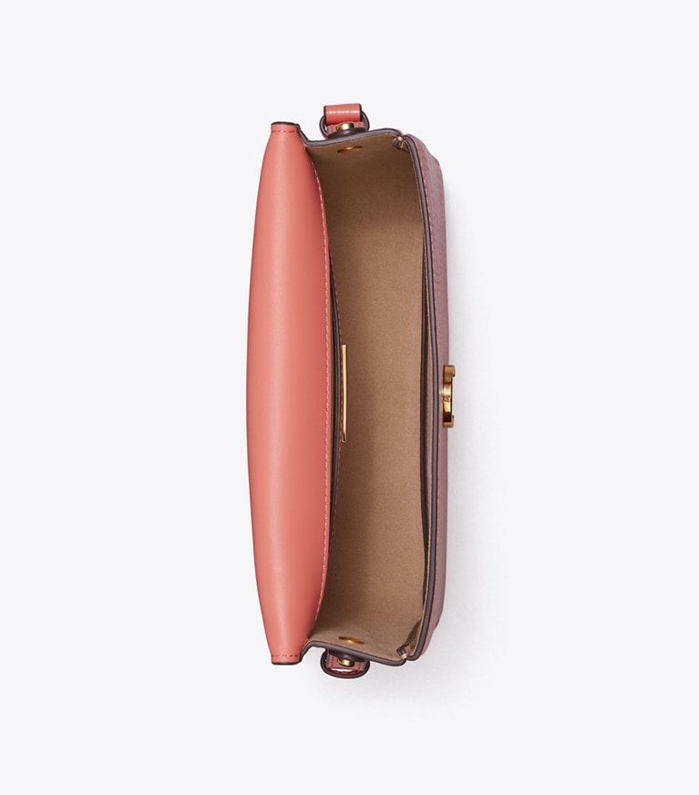 Tory Burch designer shoulder bags Robinson Crosshatched Convertible Shoulder Bag in Coral Crush angle
