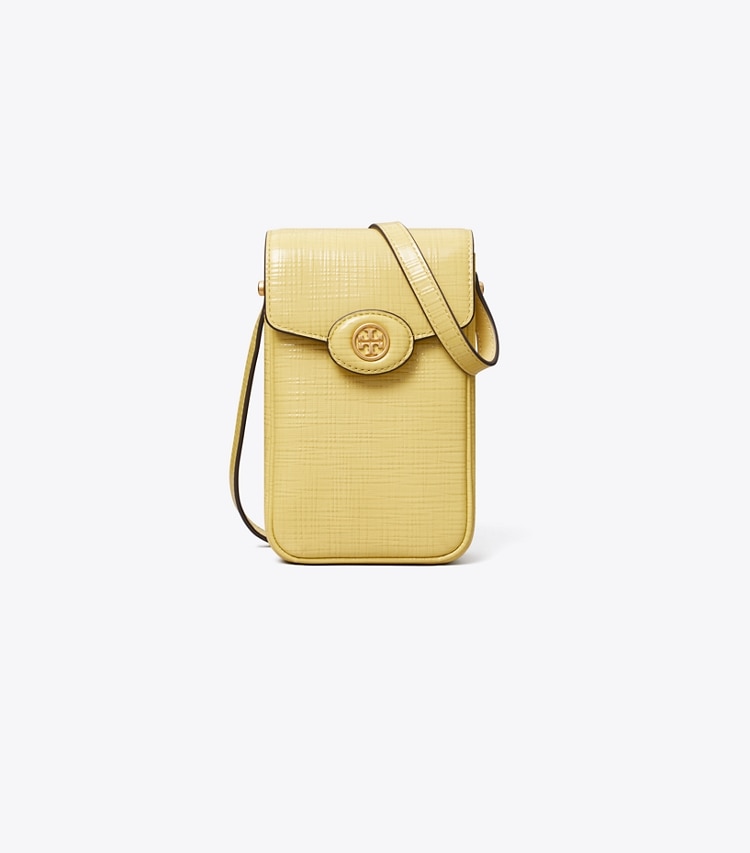 Tory Burch designer mini bags Robinson Crosshatched Phone Crossbody in Butter Mint front