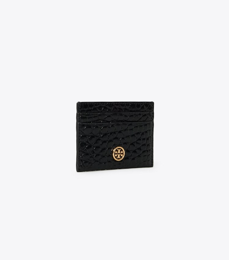 Tory Burch designer card cases Robinson Embossed Card Case in Black angle