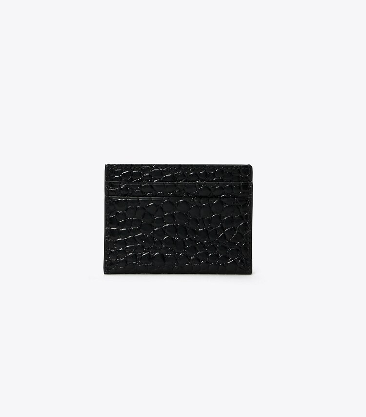 Tory Burch designer card cases Robinson Embossed Card Case in Black detail