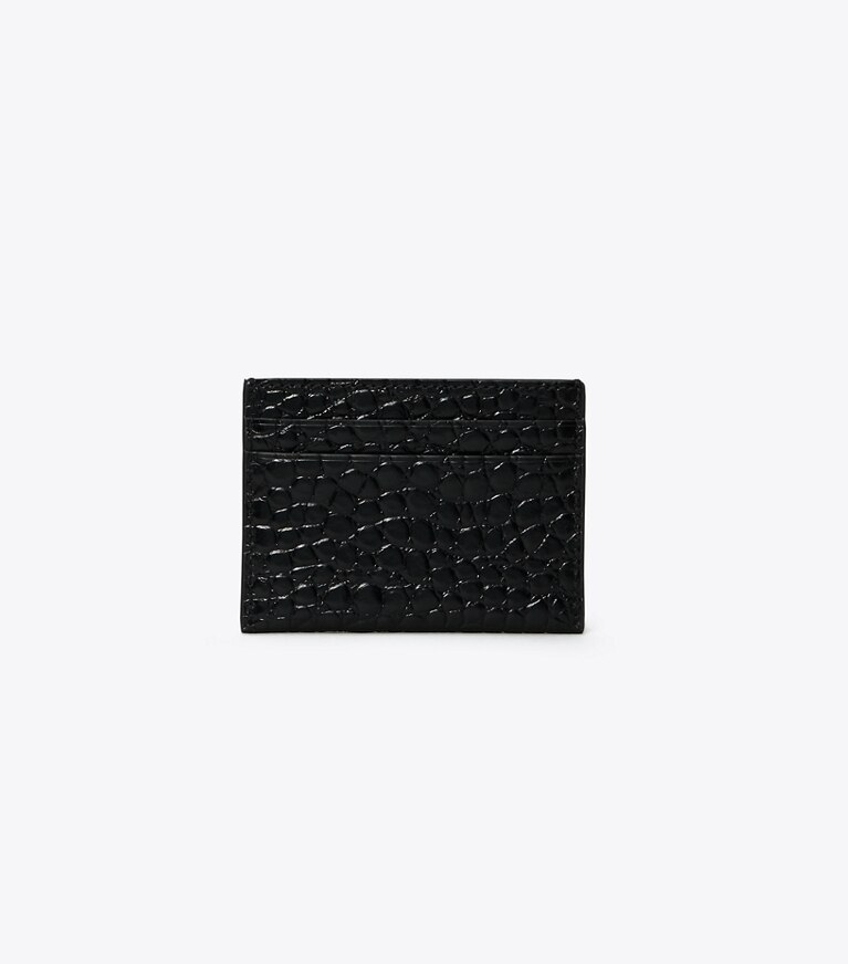 Tory Burch designer card cases Robinson Embossed Card Case in Black angle