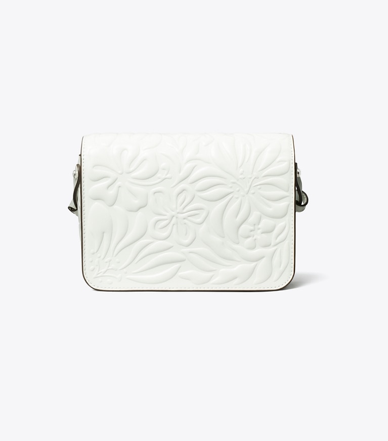 Tory Burch designer shoulder bags Robinson Floral Embossed Convertible Shoulder Bag in Blanc angle