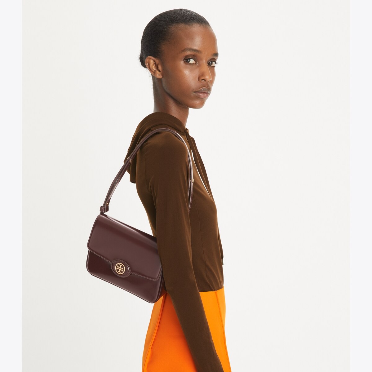 即発 Tory Burch Robinson Spazzolato Shoulder bag 153233-250 Robinson Spazzolato Convertible Shoulder Bag: Women's