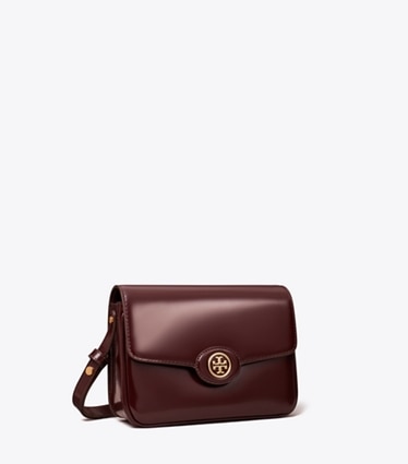 Tory Burch designer borse a tracolla Robinson Floral Spazzolato Convertible Shoulder Bag in TEMPRANILLO angle