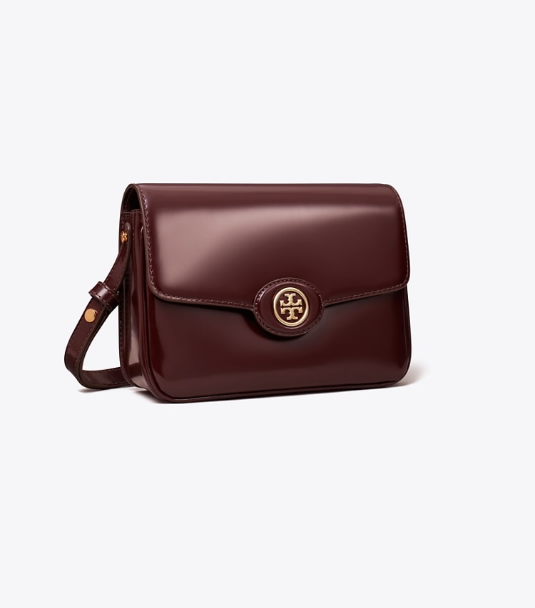 Tory Burch designer shoulder bags Robinson Floral Spazzolato Convertible Shoulder Bag in TEMPRANILLO angle