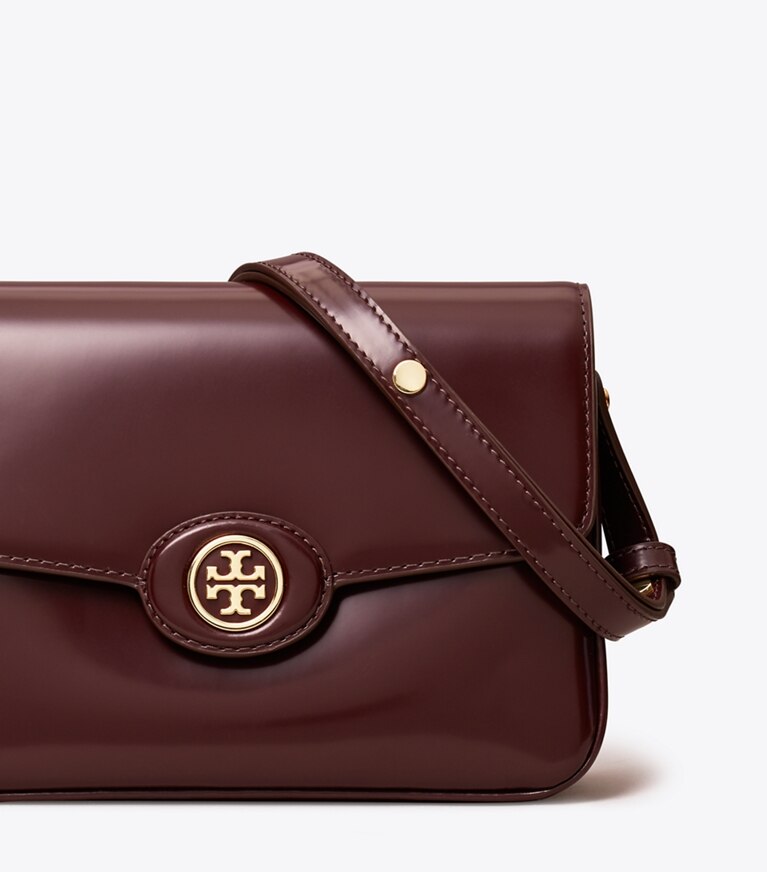 Tory Burch designer shoulder bags Robinson Floral Spazzolato Convertible Shoulder Bag in TEMPRANILLO angle