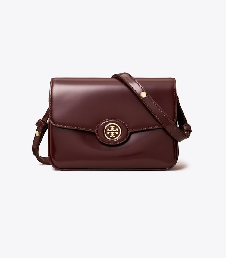 Tory Burch designer shoulder bags Robinson Floral Spazzolato Convertible Shoulder Bag in TEMPRANILLO front