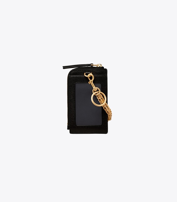 Tory Burch designer card cases Robinson Lanyard in Black back