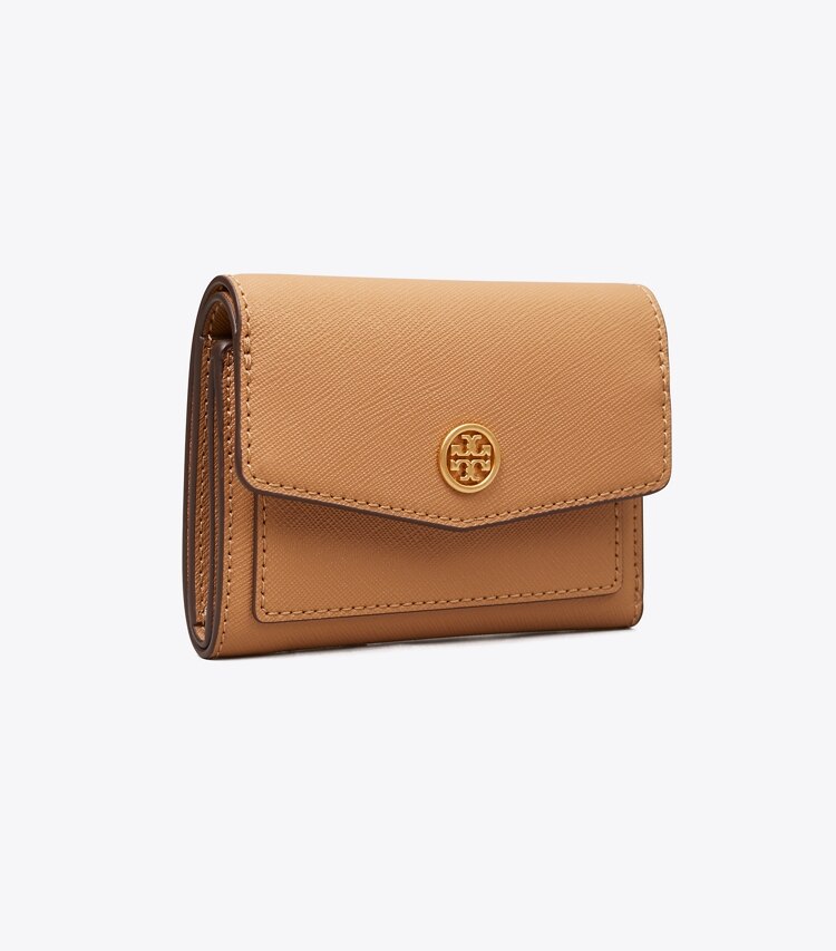 Tory Burch designer wallets Robinson Mini Flap Wallet in Cardamom angle