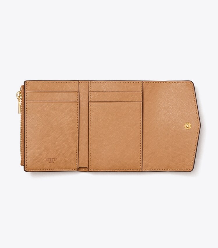 Tory Burch designer wallets Robinson Mini Flap Wallet in Cardamom detail
