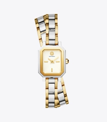 T Monogram Tory Watch, Leather/Gold-Tone Stainless Steel: Women's Designer  Strap Watches