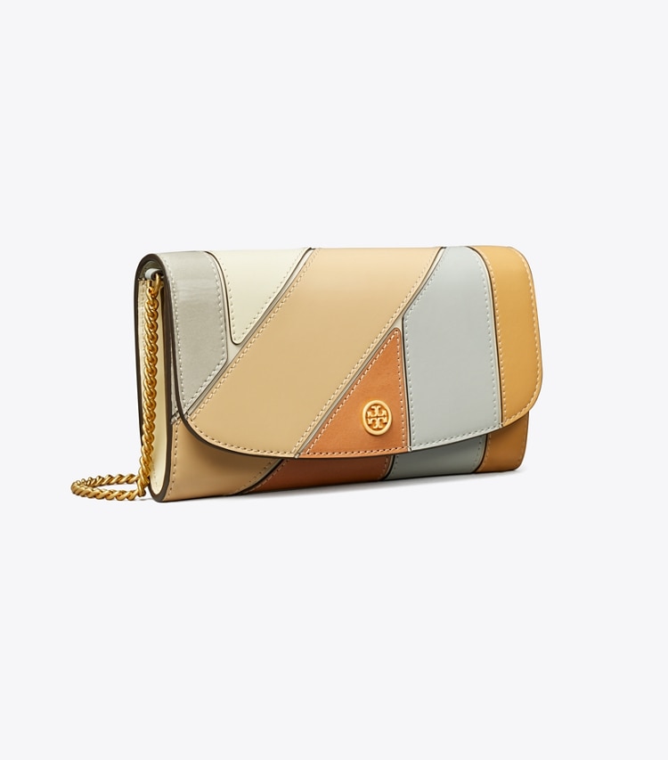 Tory Burch designer mini bags Robinson Patchwork Crossbody in Buff angle