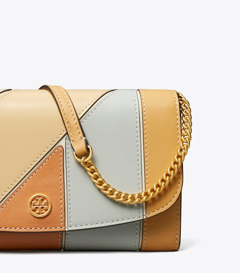 Tory Burch designer mini bags Robinson Patchwork Crossbody in Buff angle