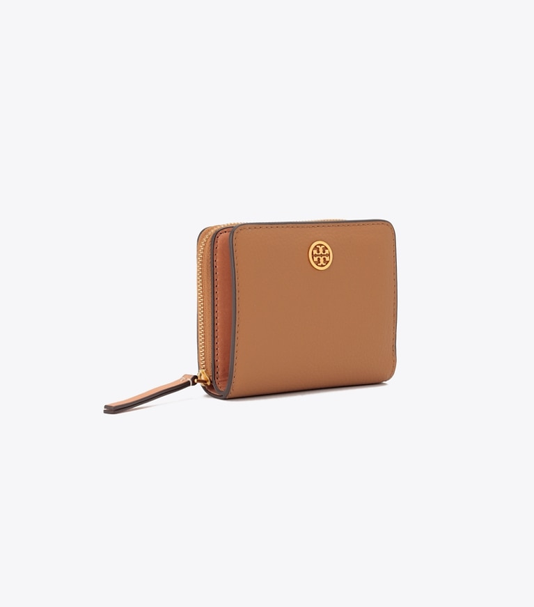 Tory Burch designer wallets Robinson Pebbled Bi-Fold Wallet in Tiger's Eye angle