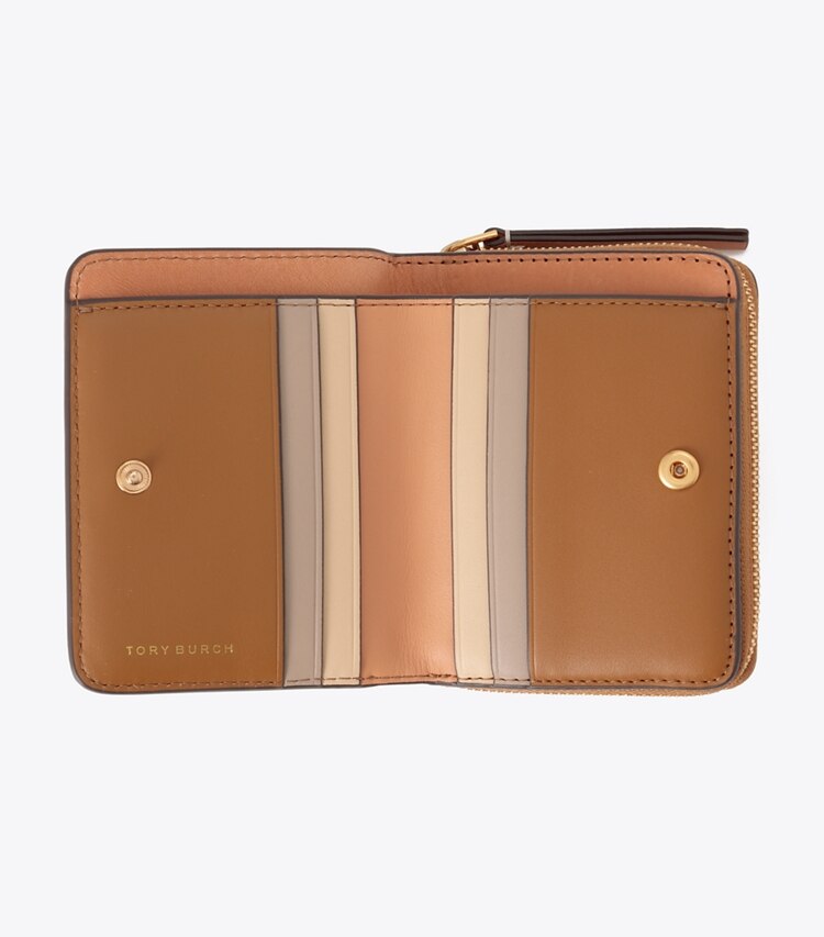 Tory Burch designer wallets Robinson Pebbled Bi-Fold Wallet in Tiger's Eye overhead