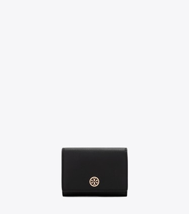 Tory Burch designer カードケース ロビンソン ペブルド カードケース in Black front