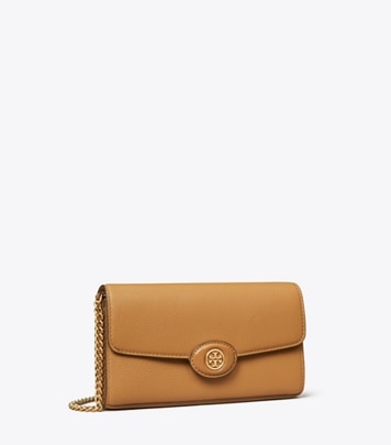 Tory Burch designer mini bags Robinson Pebbled Crossbody in Tiramisu angle