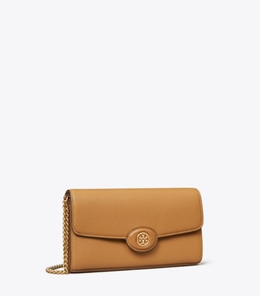 Tory Burch designer mini bags Robinson Pebbled Crossbody in Tiramisu angle