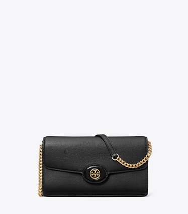 Tory Burch designer mini bags Robinson Pebbled Crossbody in Black front