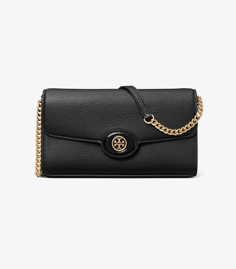 Tory Burch designer mini bags Robinson Pebbled Crossbody in Black angle