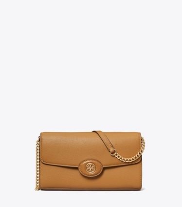Tory Burch designer mini bags Robinson Pebbled Crossbody in Tiramisu front