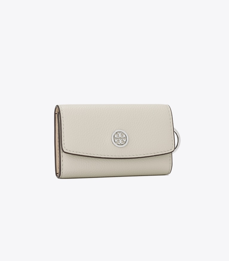 Tory Burch designer カードケース ロビンソン ペブルド キーケース in Sage Stone angle