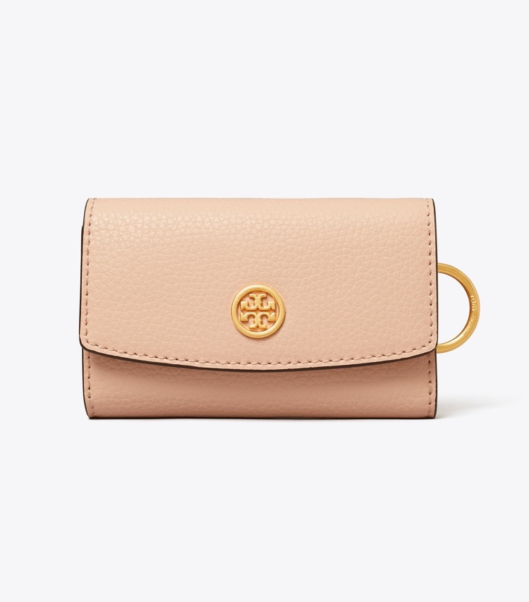 Tory Burch designer カードケース ロビンソン ペブルド キーケース in Goan Sand front