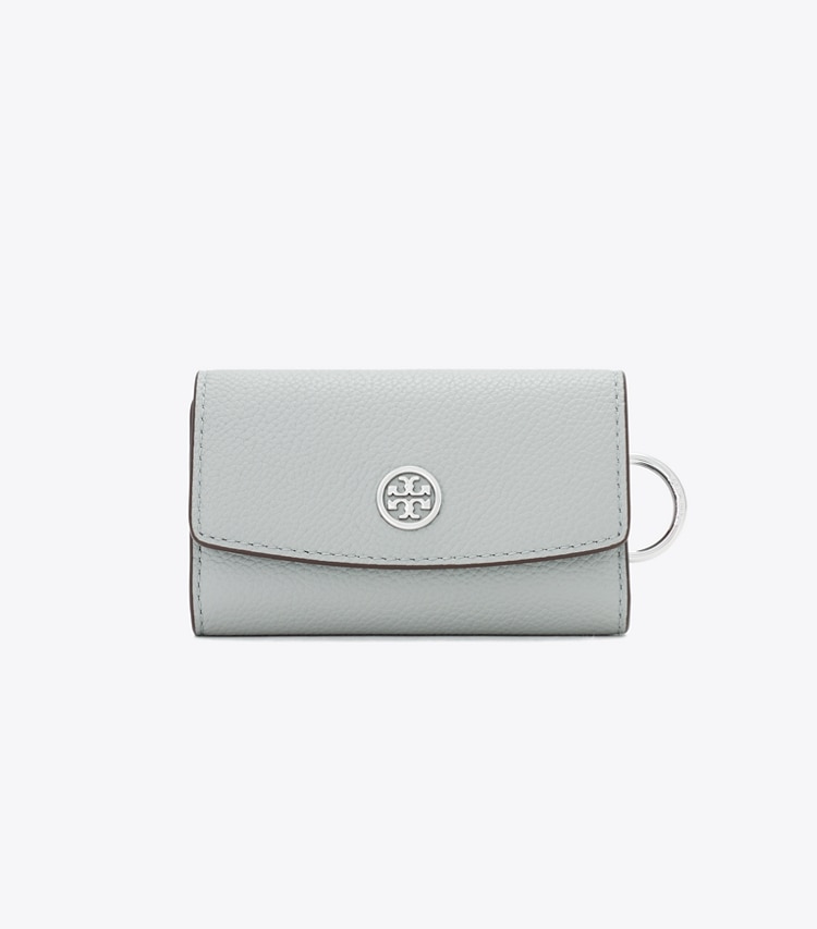 Tory Burch designer カードケース ロビンソン ペブルド キーケース in Light Granite front