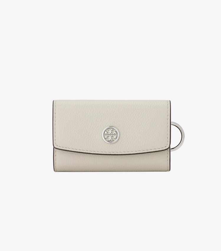 Tory Burch designer カードケース ロビンソン ペブルド キーケース in Sage Stone front