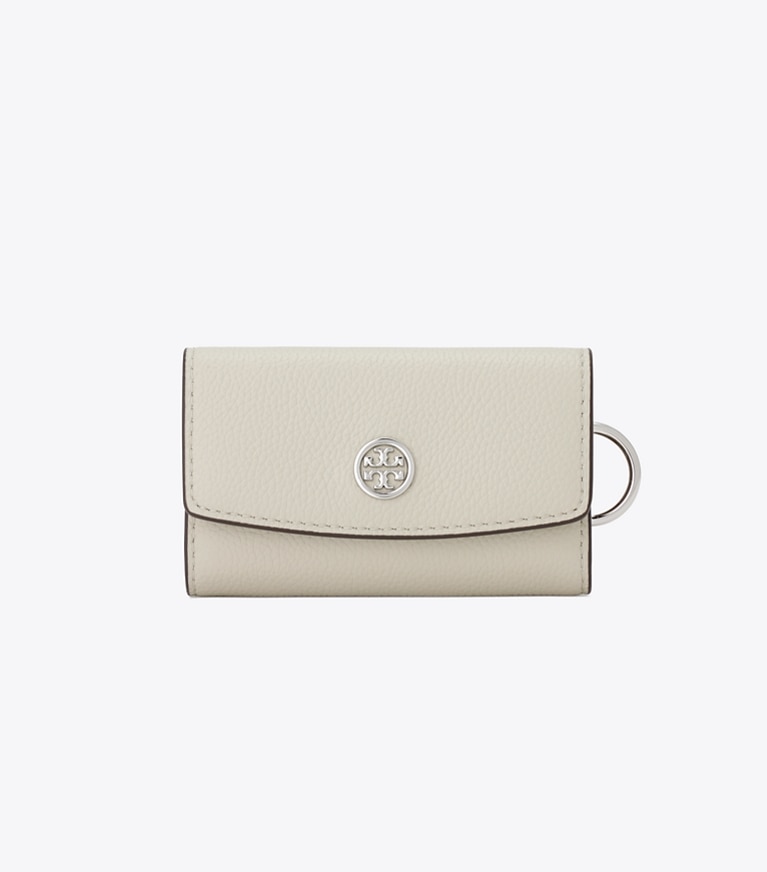 Tory Burch designer カードケース ロビンソン ペブルド キーケース in Sage Stone front