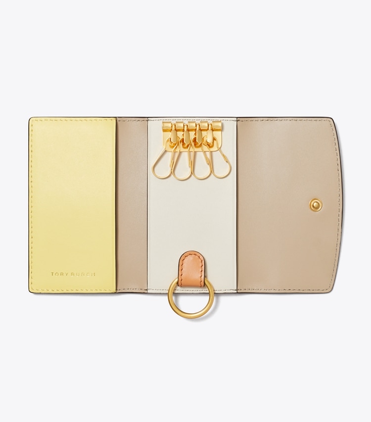 Tory Burch designer カードケース ロビンソン ペブルド キーケース in Goan Sand オーバーヘッド