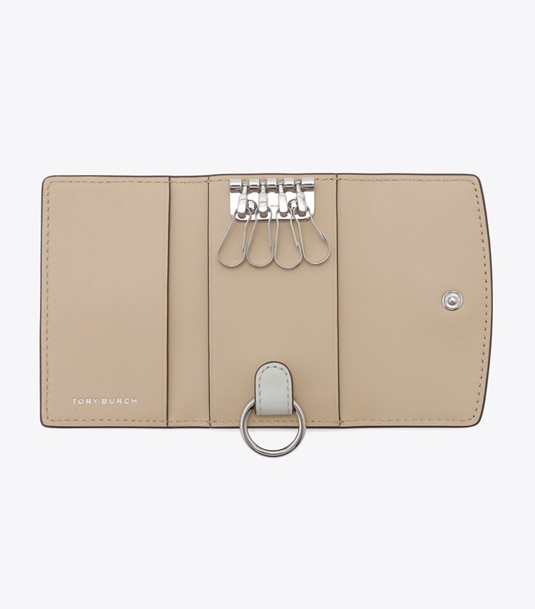 Tory Burch designer カードケース ロビンソン ペブルド キーケース in Sage Stone オーバーヘッド