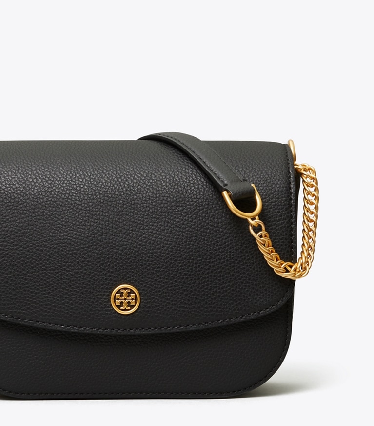 Tory Burch designer schultertaschen Robinson Pebbled Shoulder Bag in Black angle